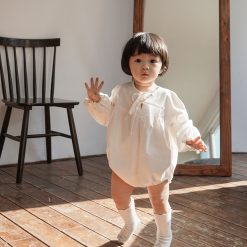 Bodysuit dài tay phối nơ